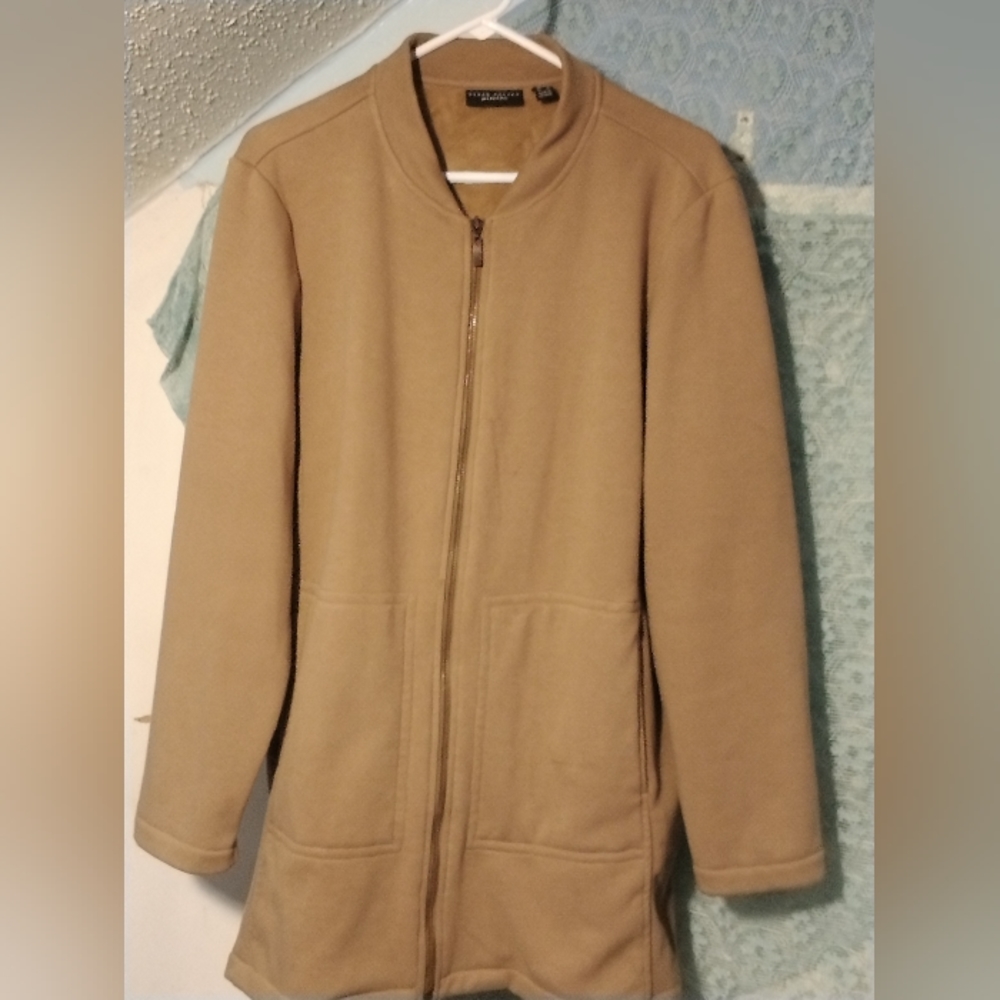 Susan Graver Tan Utility Jacket with Minimalist Design